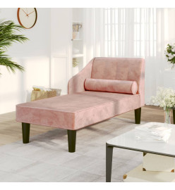 Chaise longue avec traversin rose velours