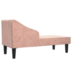 Chaise longue avec traversin rose velours