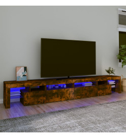 Meuble TV avec lumières LED Chêne fumé 260x36,5x40 cm