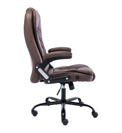 Chaise de bureau marron foncé similicuir daim