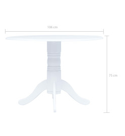 Table de salle à manger Blanc 106 cm Bois d'hévéa massif