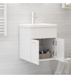 Armoire d'évier avec lavabo intégré Blanc brillant Aggloméré