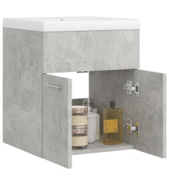 Armoire d'évier avec lavabo intégré Gris béton Aggloméré