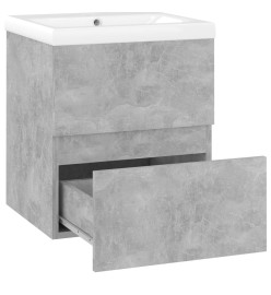 Armoire d'évier avec lavabo intégré Gris béton Aggloméré