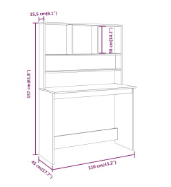 Bureau et étagères Chêne marron 110x45x157 cm Bois d'ingénierie