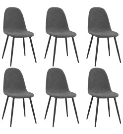 Chaises à manger lot de 6 gris foncé velours