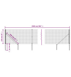 Clôture en treillis métallique et ancrage anthracite 1,1x25 m