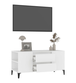 Meuble TV Blanc 102x44,5x50 cm Bois d'ingénierie