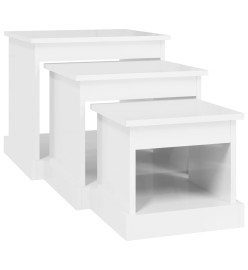 Tables gigognes 3 pcs blanc brillant bois d'ingénierie