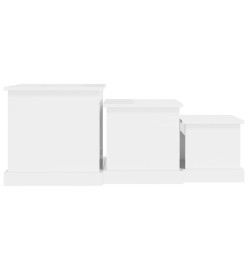 Tables gigognes 3 pcs blanc brillant bois d'ingénierie