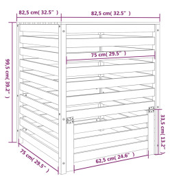 Composteur Marron miel 82,5x82,5x99,5 cm Bois massif de pin