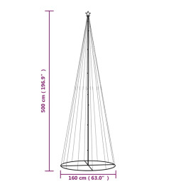 Arbre de Noël cône 732 LED Blanc chaud 160x500 cm