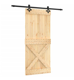 Porte coulissante et kit de quincaillerie 90x210 cm pin massif