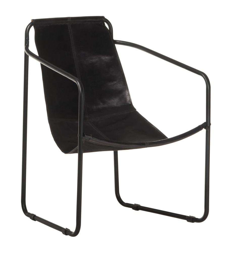 Fauteuil de relaxation Noir Cuir véritable