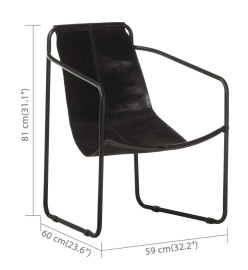 Fauteuil de relaxation Noir Cuir véritable