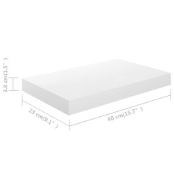 Étagère murale flottante 2 pcs Blanc brillant 40x23x3,8 cm MDF