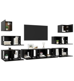 Ensemble de meuble TV 8 pcs Noir Aggloméré