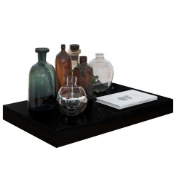 Étagère murale flottante 4 pcs Noir brillant 40x23x3,8 cm MDF