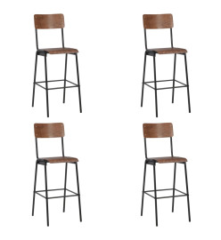 Chaises de bar lot de 4 contreplaqué solide et acier