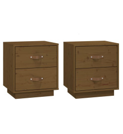 Tables de chevet 2pcs Marron miel 40x34x45cm Bois de pin massif