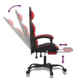 Chaise de jeu avec repose-pied Noir et rouge Similicuir