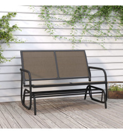 Banc oscillant de jardin marron 120,5x76x86,5cm textilène/acier