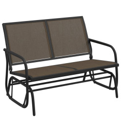 Banc oscillant de jardin marron 120,5x76x86,5cm textilène/acier