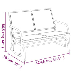 Banc oscillant de jardin marron 120,5x76x86,5cm textilène/acier