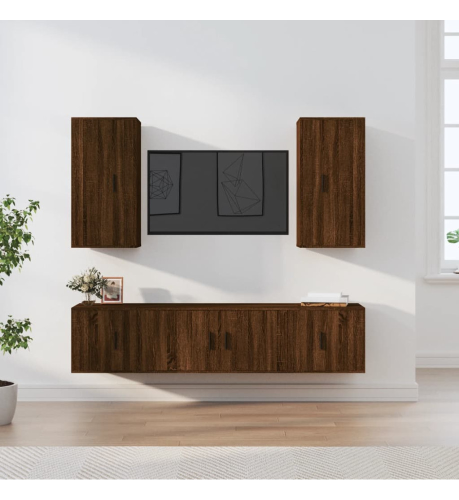 Ensemble de meubles TV 5 pcs Chêne marron Bois d'ingénierie