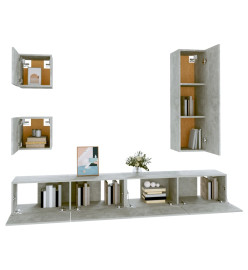 Ensemble de meubles TV 5 pcs Gris béton Bois d'ingénierie