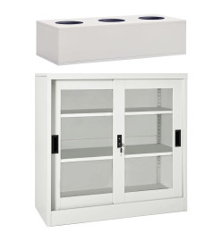 Armoire à portes coulissantes avec jardinière Gris clair Acier