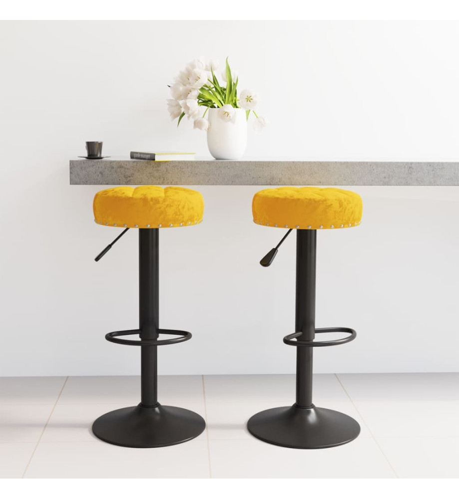 Tabourets de bar 2 pcs Jaune moutarde Velours