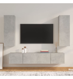 Ensemble de meubles TV 4 pcs Gris béton Bois d'ingénierie