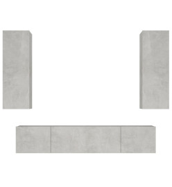 Ensemble de meubles TV 4 pcs Gris béton Bois d'ingénierie