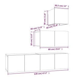 Ensemble de meubles TV 4 pcs Chêne fumé Bois d'ingénierie