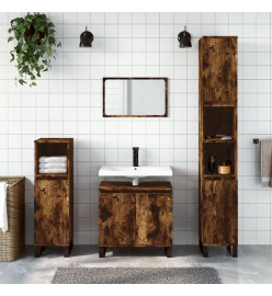 Armoire de bain chêne fumé 58x33x60 cm bois d'ingénierie