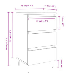 Table de chevet sonoma gris 40x35x69 cm bois d'ingénierie