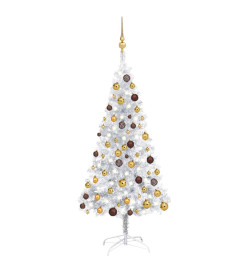 Arbre de Noël artificiel avec LED et boules Argenté 150 cm PET