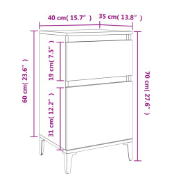 Tables de chevet 2 pcs gris béton 40x35x70 cm