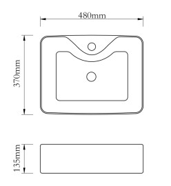 Lavabo avec trou pour robinet 48x37x13,5 cm Céramique Argenté