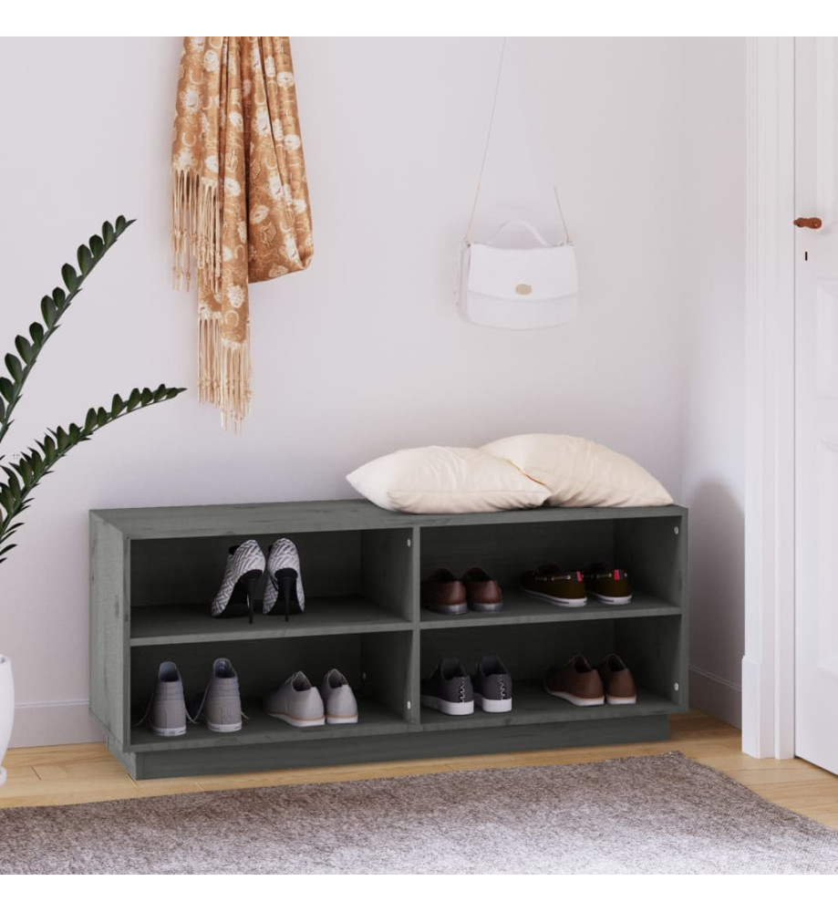 Armoire à chaussures Gris 110x34x45 cm Bois de pin massif