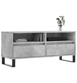 Meuble TV gris béton 100x34,5x44,5 cm bois d'ingénierie