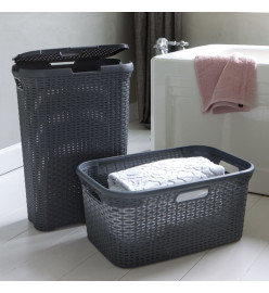 Curver Ensemble de panier à linge et couvercle Style 2x40 L anthracite