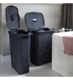 Curver Ensemble de panier à linge et couvercle Style 2x40 L anthracite