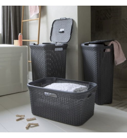 Curver Ensemble de panier à linge et couvercle Style 2x40 L anthracite