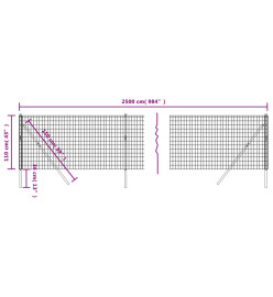 Clôture en treillis métallique anthracite 1,1x25 m