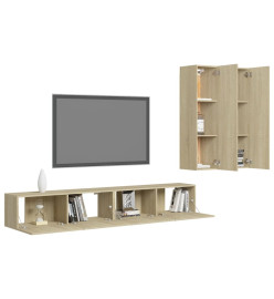 Ensemble de meubles TV 4 pcs Chêne sonoma Aggloméré