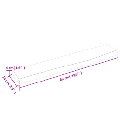 Étagère murale gris foncé 60x10x4 cm bois chêne massif traité