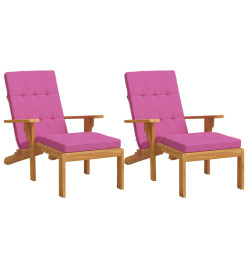 Coussins de chaise longue lot de 2 rose tissu oxford