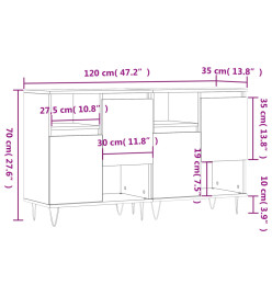 Buffets 2 pcs blanc brillant bois d'ingénierie